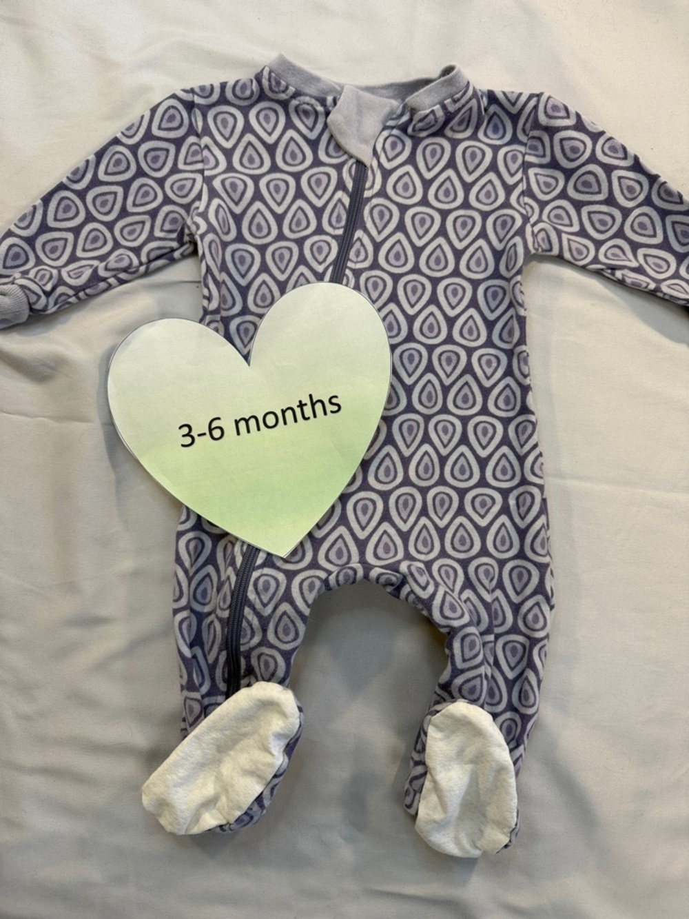 ZippyJamz Blue and Gray Geometric Footies with Front Zipper
